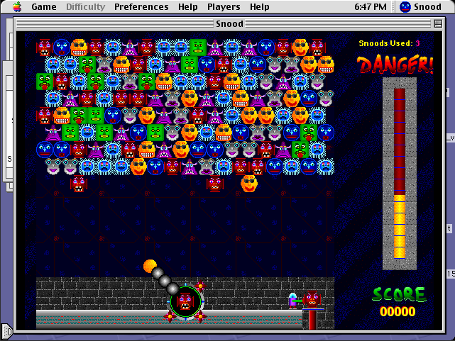 Screenshot of Snood running on Mac OS 9